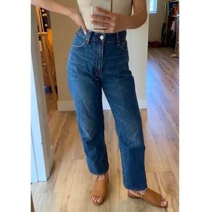 Moussy High Waist Straight Leg Jean 100% Cotton Size 24